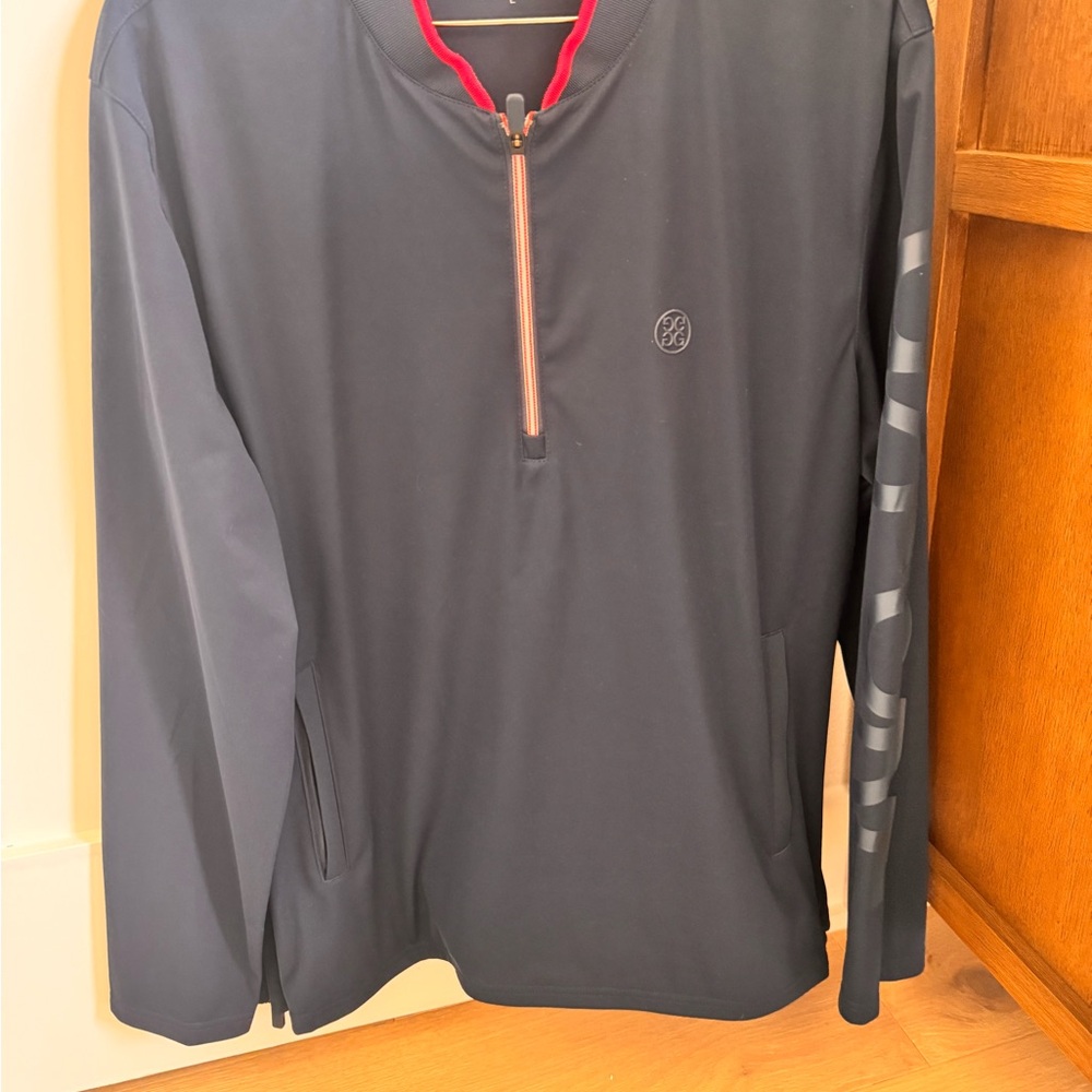 G/FORE navy and Red Quarter-Zip Pullover